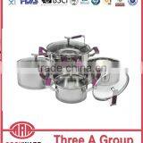 Professional 8pcs 18/8 New Design Colorful Silicone Handle Stainless Steel Cookware Sets