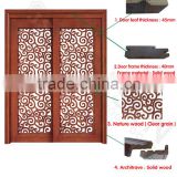 Rustic Interior Room Flower Carving Wood Frame Sliding Glass Door thumbnail-3