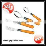Stainless Steel Small Kitchen Tool Plastic Cutlery 24pcs Colored Orange Handle Flaware Set