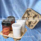 Biodegradable Molded Pulp 4 Cups Coffee Carrier Tray thumbnail-2