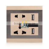 The New Five-hole Universal USB Wall Socket Dual USB Night Light Touch Switch Fashion