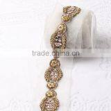 Gold Color Beaded and Sequin Lace Trimming For Dress Wholesale