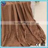 Plain Dyed Weft Knit Polyester Spandex Suede Machine Holes Double Borders for Garment