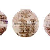 PVC Tower Pattern Round Shape Cosmetic Mirror for Wholesale,MA106
