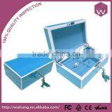 High Blue Finished Wooden Jewellery Safe Box With Key Lock Wh-3490