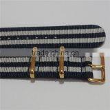 PVD Gold Custom Black Gray Striped Nylon Watch Bands 16MM thumbnail-2