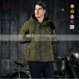 Classic knee length warm winter overcoat with hood long mens coat