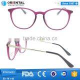 2016 Fashionable TR90 Frame Rounded Shape With Metal Temples b Memory Glasses