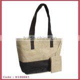 Nature jute and cotton fabric shopping handle bag