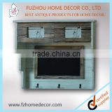 2016 shabby and chic wood wall cabinet with metal hooks and blackboard