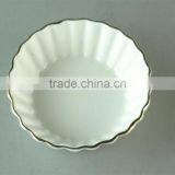 Wholesale Stock White Round Ceramic Dish With Silver Line in Good Quality and Reasonable Price thumbnail-2