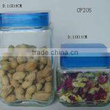 Clear Square Mason Glass Jar With Plastic Lid thumbnail-1