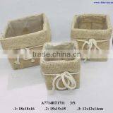 Square Jute Flower Pot With Rope Knots thumbnail-1