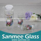 Octagonal Shaped Heat Transfer Printed Flower 7PCS Water Glass Set thumbnail-1