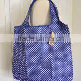 BLUE White Polka Dots Large Reusable Shopping Bag Wide Handles Eco-friendly Tote Bags thumbnail-3