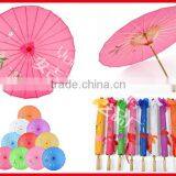 Flower Panited Chinese Silk Bamboo Parasol thumbnail-1