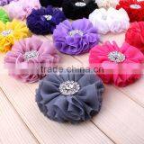 Fabric Chiffon Flower With Rhinestone Center for Kids Hair Accessories thumbnail-6