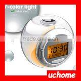 UCHOME High Quality Natural Sound Digital Alarm Clock With Temperature,timer and 7 Color Light Display thumbnail-4