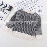 Wholesale Chinese Winter Clothes Kids Striped Cropped Pullover Sweaters With Bowknot thumbnail-3