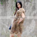 CX-G-B-100A New Fashion Hand Made Real Raccoon Fur Vest thumbnail-2