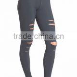 MGOO Custom Design Plain Distressed Yoga Pants Fitted Ripped Airbrush Women Leggings thumbnail-4