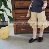 Khaki Linen Ruffle Pants 3 Layers Ruffle Baby Trousers 2 Year Old Girl Pants thumbnail-4