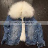 Myfur Hot Sale Girls Jeans Parka Jacket Wholesale With Real Fur Collar thumbnail-1