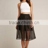 2017 Guangzhou Shandao Summer Oem Service New Design Fashion Black Net Women A-line Midi Skirt thumbnail-5