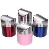 Hot Sale Top Quality Stainless Steel Trash Bin 1.5L Mini Car DustBin Swing Lid Kitchen Worktop Waste Rubbish Trash Can 4 Colors thumbnail-3