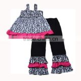 kids clothes wholesale floral print braces top match ruffle pants baby girl boutique clothing sets