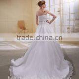 A-Line Strapless Long Trailing With Beaded Sash Wedding Dress AS01202 thumbnail-4