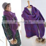 Plain Cheap Simulation Rabbit Hair Fur Ball Pom Pom Knitted Scarf