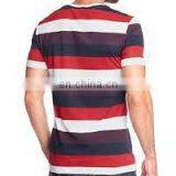 Tri Colour Yarn Dyde Striped Mens Tshirt Also Available With Chest Embroidery thumbnail-1