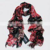 Big Flower Print Fabric 2012 Viscose Fringe Scarf thumbnail-1