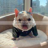 Punk Bulldog Leather Jacket Fat Dog Lamb Fur Collar Black Coats PU Clothes thumbnail-4