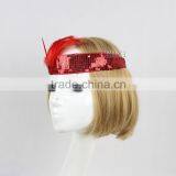 YiWu ERXI Handmade Women Hairband Red Feather Flapper Elastic Headband thumbnail-4