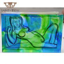 Custom Casting Art Crystal Glass Pate De Verre Nude Interior Decorative Wall Plaques Brick thumbnail-2