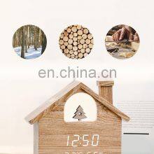 House Styling LED Light Christmas Home Decorate Temperature Humidity Display LED Alarm Clock WIth Voice Control thumbnail-3