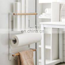 Hot Sale Simple Wrought Iron Roll Paper Towel Storage Bag Storage Magnetic Kitchen Storage Rack Refrigerator Organizer Wall Hold thumbnail-2