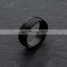8mm Men's Black Simple Ring Fashion Stainless Steel Ring Birthday Gift Party Men's Jewelry Joyas de Hombre thumbnail-3