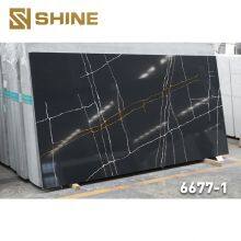 New Modern Design Calacatta Black Engineered Stone Artificial Quartz Slab Low Silicon Polish Surface Kitchen Countertop thumbnail-4