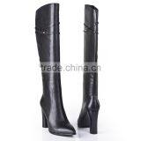 Chunky High Heel Women Boots Oem Leather Dress Boots Lambskin Leather High Women Boots thumbnail-4