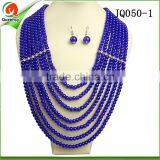 Royal Blue Beaded Necklace Pearl Jewelry Necklace and Earings Set for Sale thumbnail-1
