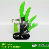BERYL 6pcs Gift Set , 3"/4"/5"/6"+peeler+Knife Holder Ceramic Knife Sets 2 Colors Curve Handle,black Blade, CE FDA Certified thumbnail-3