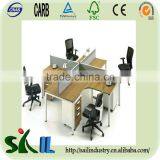 Modern Office Desks Four People Wood Computer Workstation