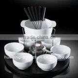 14pcs porcelain cheese fondue set