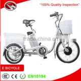 2015 fashion pedal assisted electric tricycle with front and rear baskets