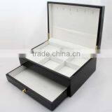 Customized Handmade Black Wooden Jewelry Box With Compartment and Hooks