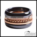 Chameleon Wholesale Jewelry Ceramic Steel Combination Stacked Ring Set thumbnail-3