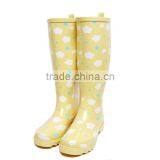 OEM Fashion Ladies Rubber Rain Boots High Top Waterproof 100% Natural Rubber Wellington Boots thumbnail-1
